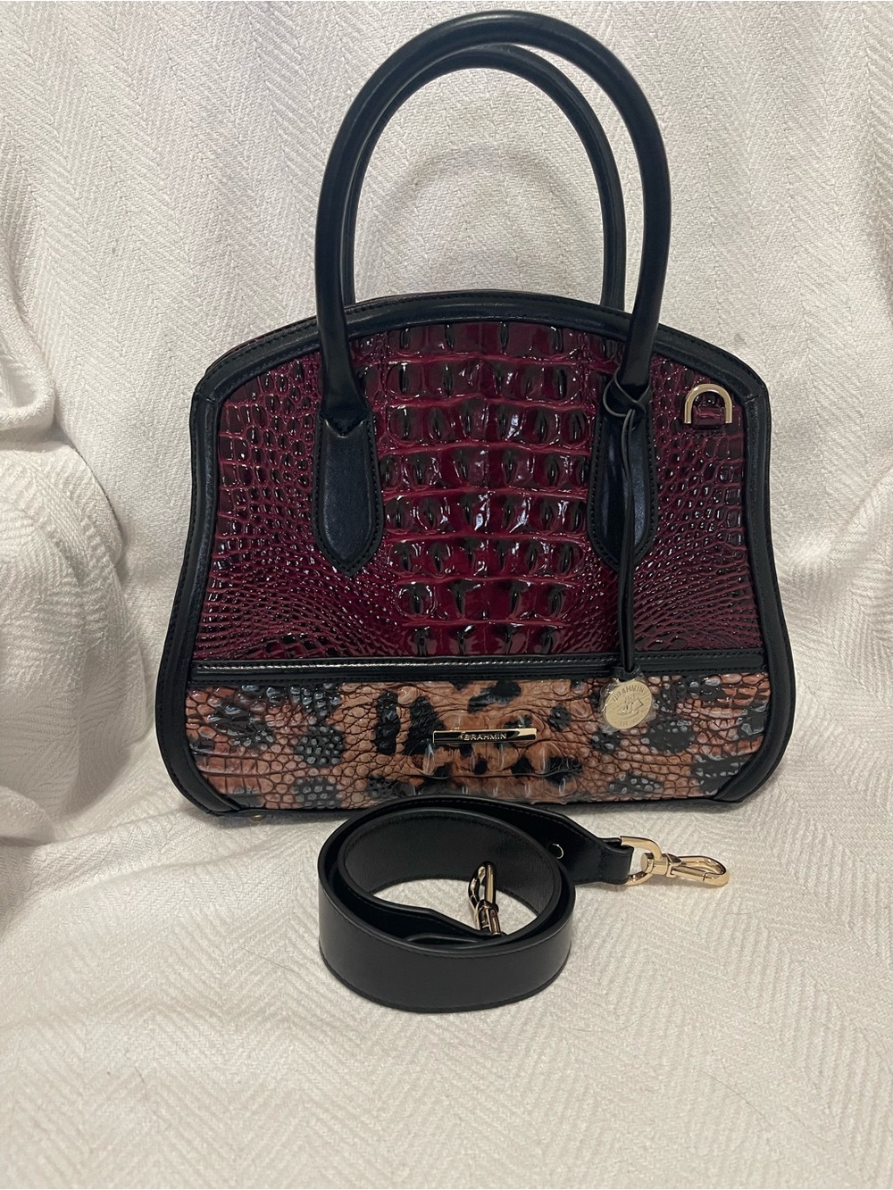 Brahmin Rosetta Cherrywood Lacquer Towers, NWT